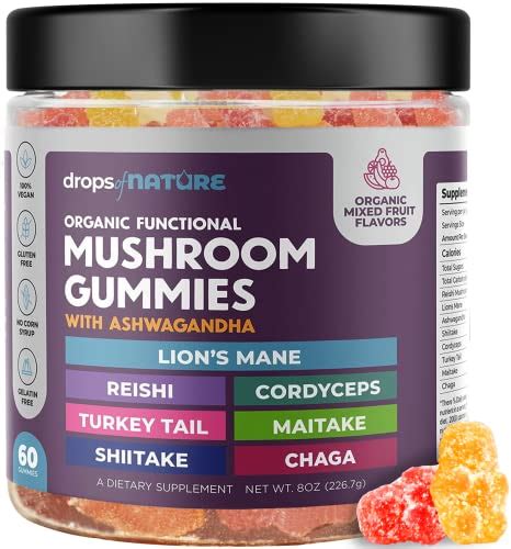 1 Mushroom Complex Gummies - 10 Mushroom Supplement w Lions Mane (90 Chews 2500mgserving) Nootropic Brain Supplement. . Urth mushroom gummies review